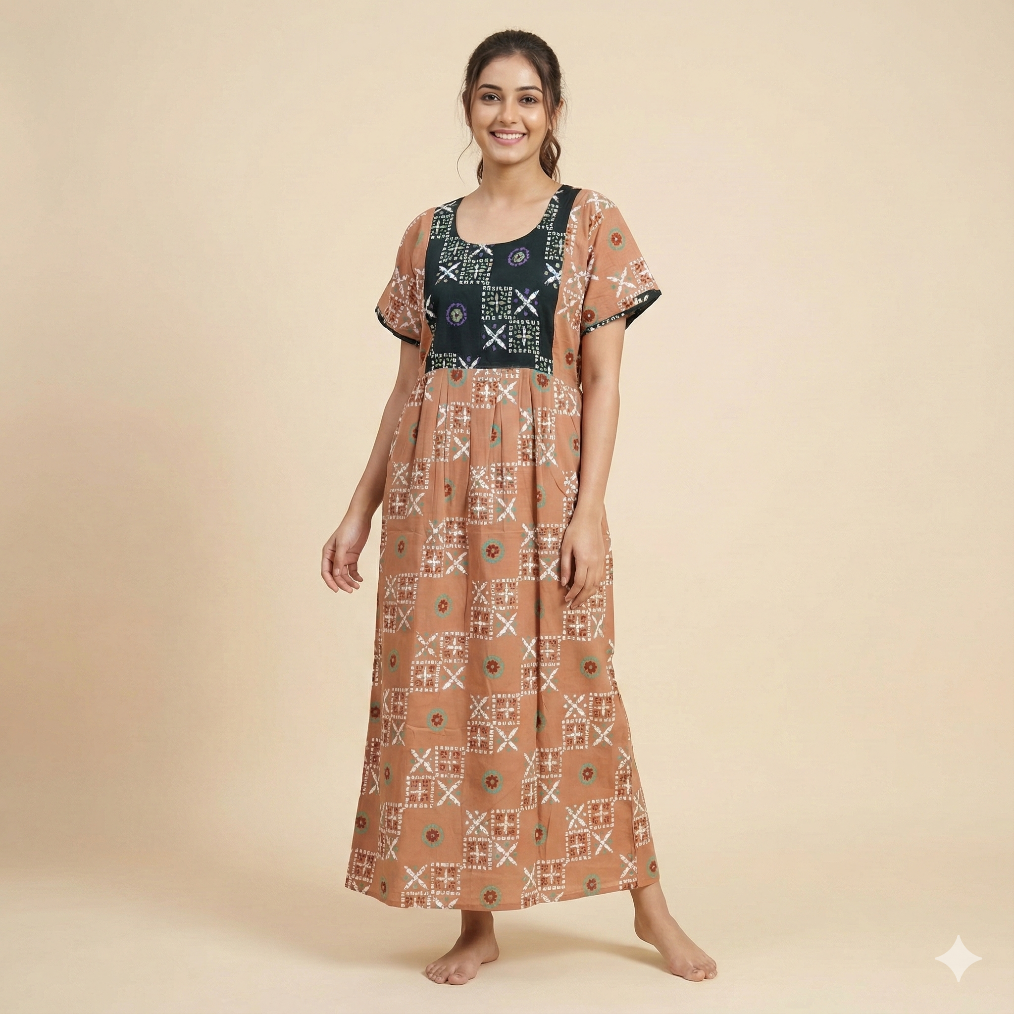 Relax Fit Pure Cotton Frock Nighty for Women