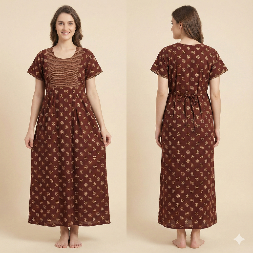 Comfort Fit Pure Cotton Frock Nighty for Women