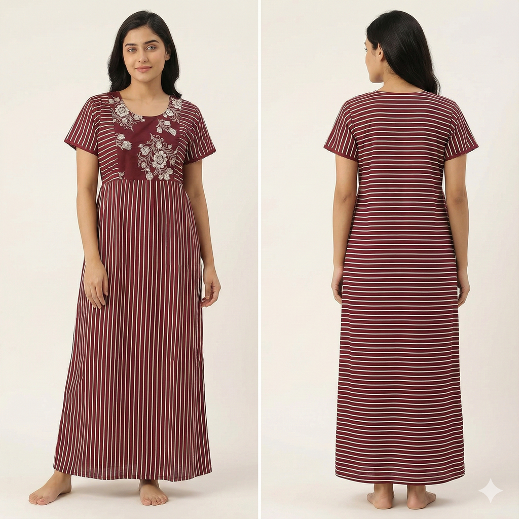 Breathable Pure Cotton Frock Nighty for Women