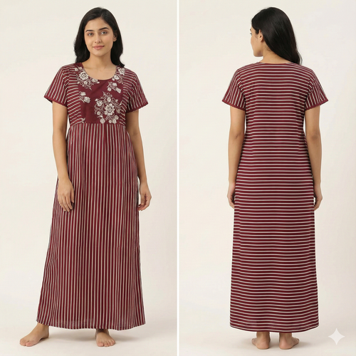 Breathable Pure Cotton Frock Nighty for Women