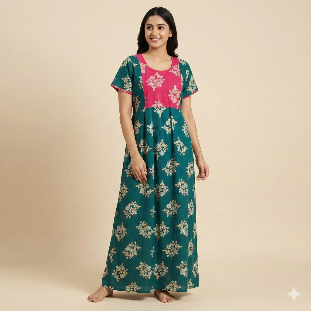 Skin-Friendly Pure Cotton Frock Nighty for Women