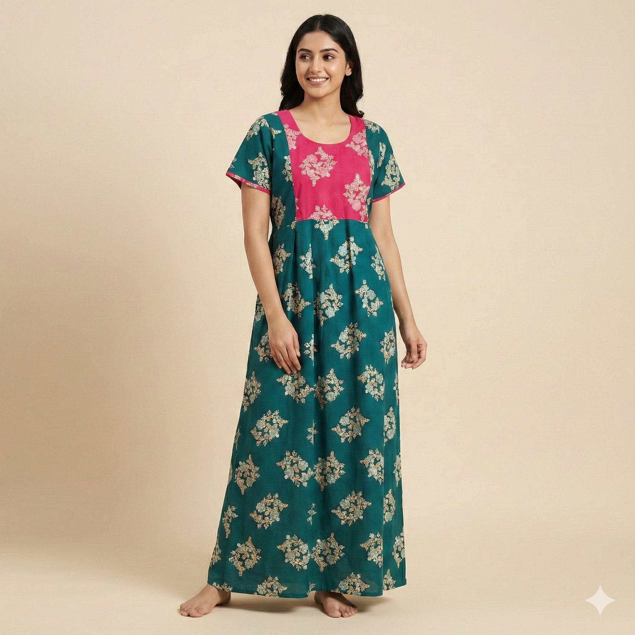 Skin-Friendly Pure Cotton Frock Nighty for Women