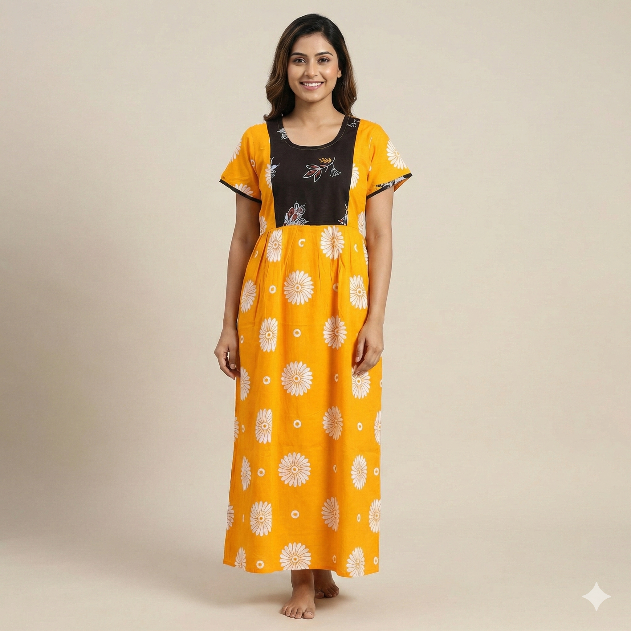Casual Pure Cotton Frock Nighty for Women