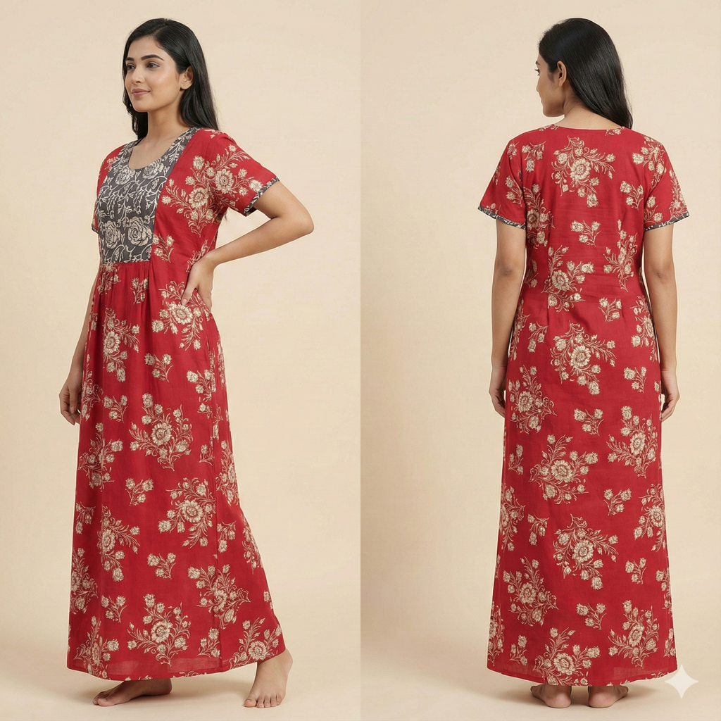 Lightweight Pure Cotton Frock Nighty for Women