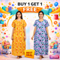 Women’s Soft Cotton Zip Nighty