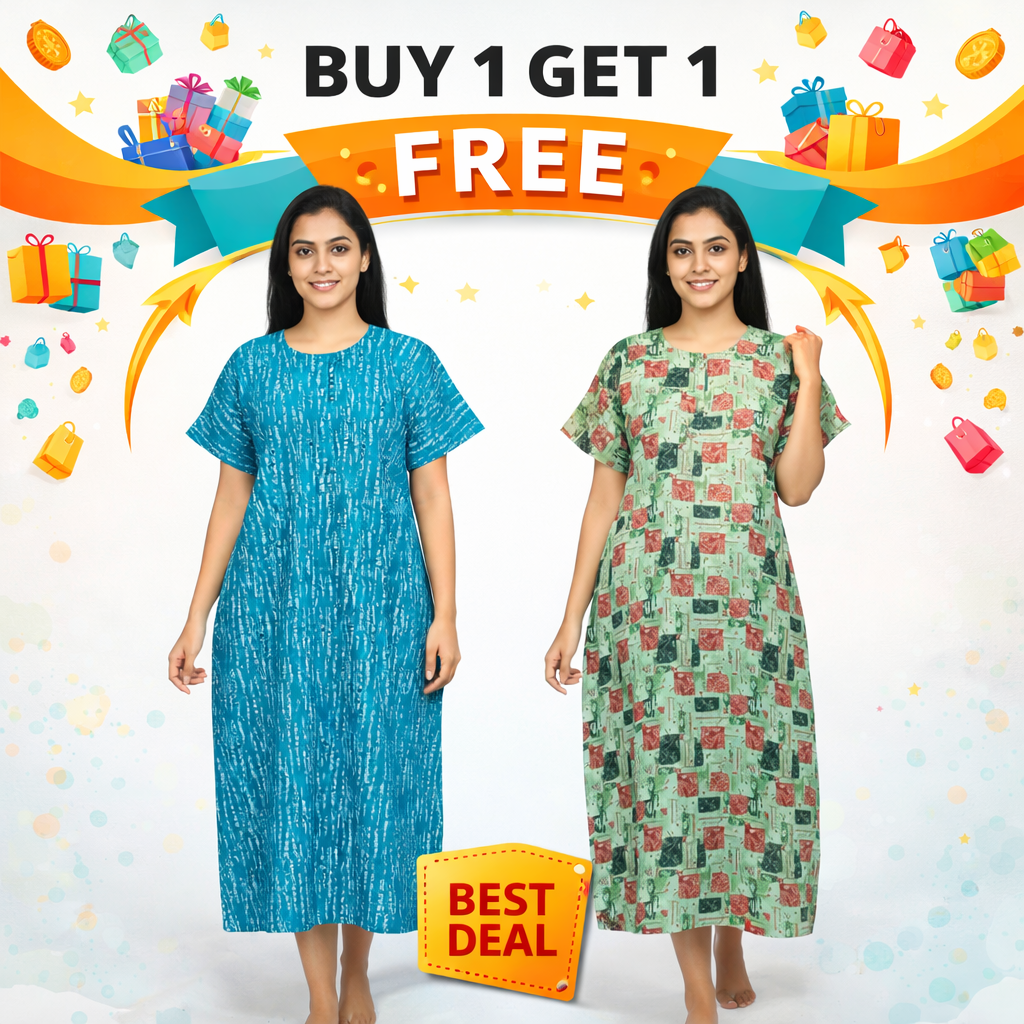 Home Wear Premium Zip Nighty