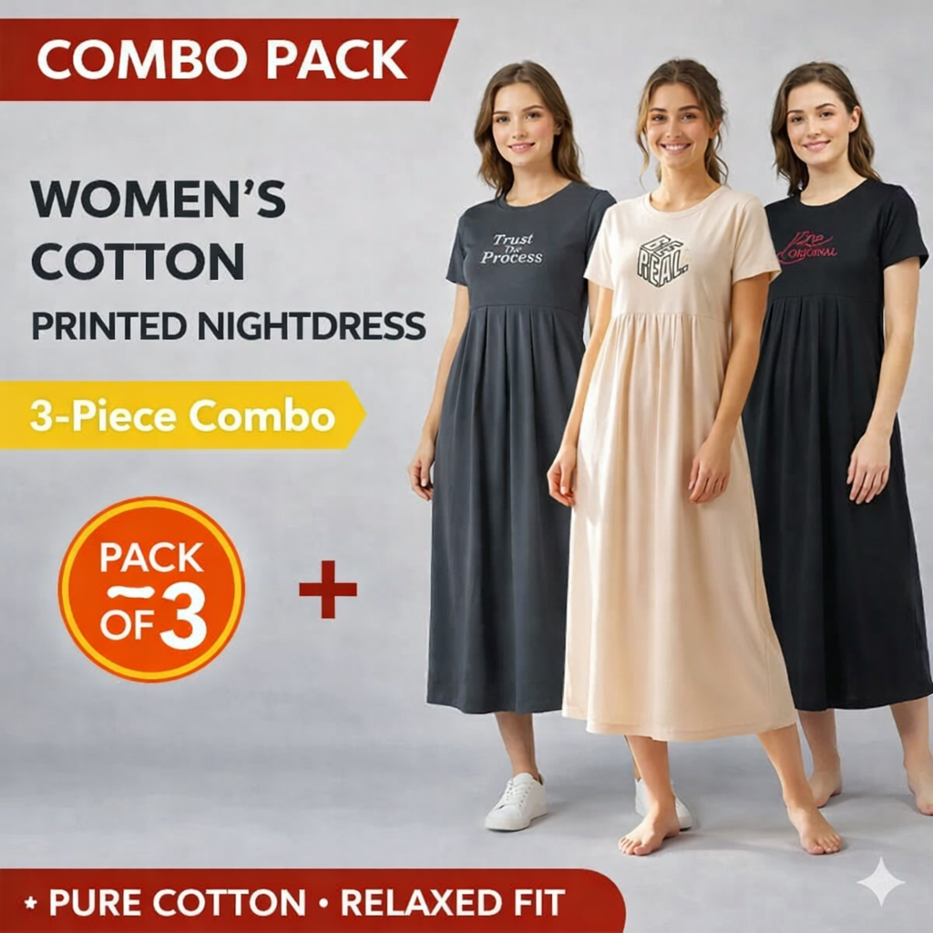 Pure Cotton Maternity Maxi Dress 3 Pack