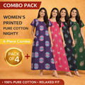 Premium Elastic Cotton Nighty 4 Pack