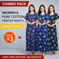 Women Elastic Fit Cotton Nighty 3 Pack